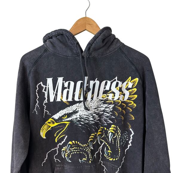 PACSUN Mens Graphic Eagle Madness Pullover Sweatshirt Hoodie Gray Medium Casual - Picture 3 of 8